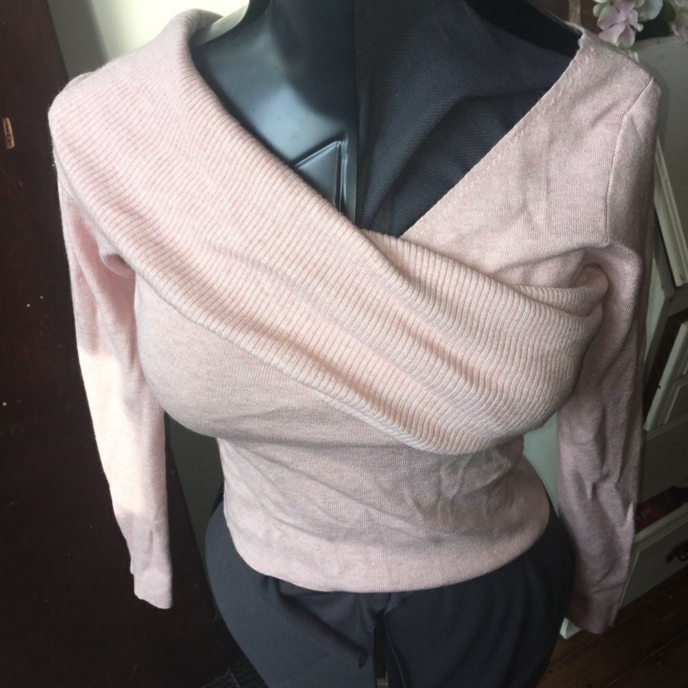 Revolve Line and Dot pink fitted v-neck sweater